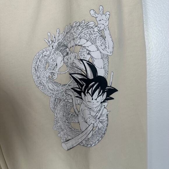 Dragon Ball Z Crunchy Roll Anime Graphic Print Beige Jogger Sweatpants Medium - Picture 5 of 8